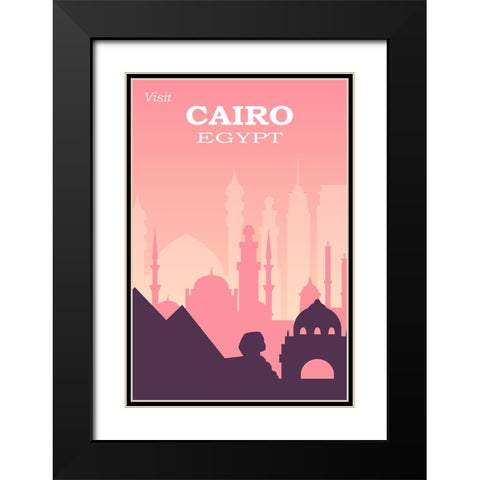 Cairo Travel Poster Black Modern Wood Framed Art Print with Double Matting by Vintage Travel Posters