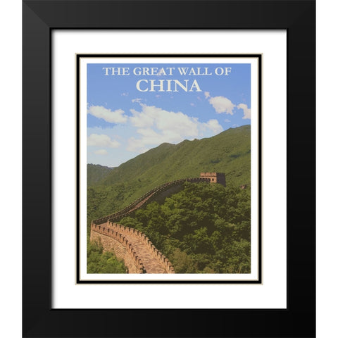 China The Great Wall Travel Poster Black Modern Wood Framed Art Print with Double Matting by Vintage Travel Posters