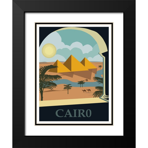 Egypt Cairo Travel Poster Black Modern Wood Framed Art Print with Double Matting by Vintage Travel Posters
