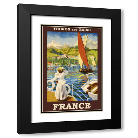 Thonon Les Bains-France Vintage Travel Poster Black Modern Wood Framed Art Print with Double Matting by Vintage Travel Posters