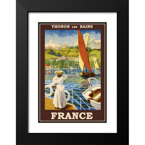 Thonon Les Bains-France Vintage Travel Poster Black Modern Wood Framed Art Print with Double Matting by Vintage Travel Posters