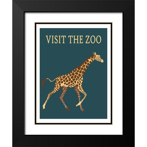 Giraffe Zoo Black Modern Wood Framed Art Print with Double Matting by Vintage Travel Posters