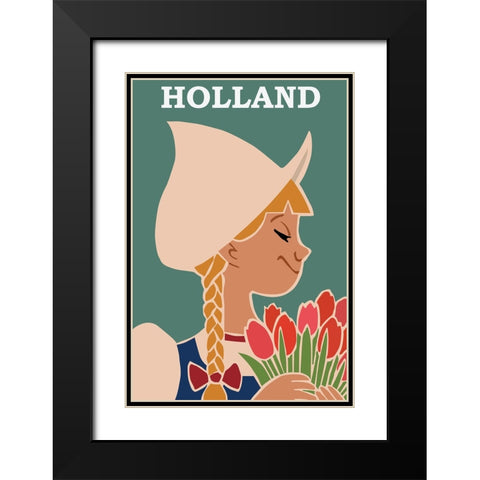 Holland Travel Poster Black Modern Wood Framed Art Print with Double Matting by Vintage Travel Posters