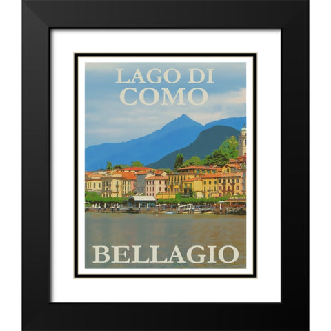 Lake Como Italy Travel Poster Black Modern Wood Framed Art Print with Double Matting by Vintage Travel Posters