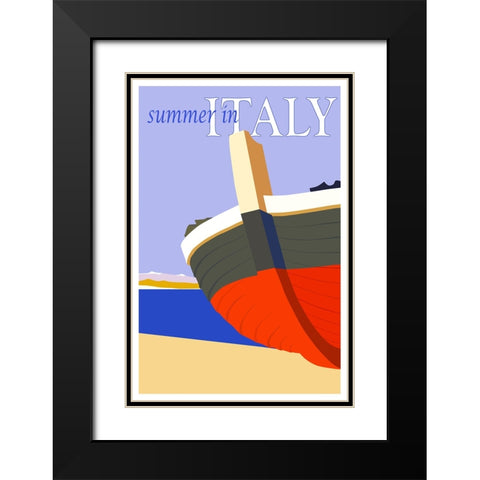 Summer in Italy Travel Poster Black Modern Wood Framed Art Print with Double Matting by Vintage Travel Posters