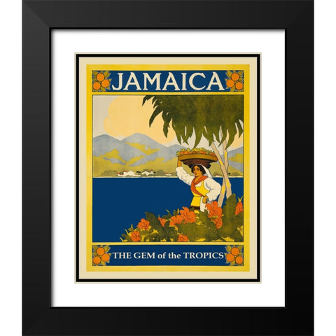 Jamaica Travel Poster Black Modern Wood Framed Art Print with Double Matting by Vintage Travel Posters