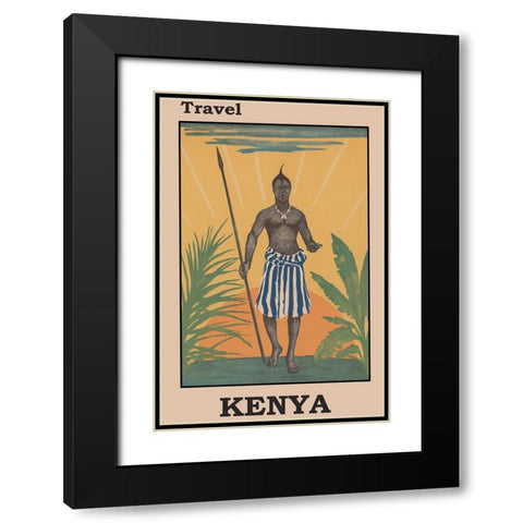 Kenya Africa Travel Poster Black Modern Wood Framed Art Print with Double Matting by Vintage Travel Posters