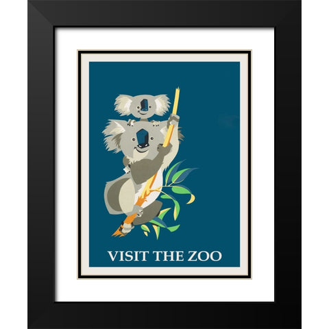 Koala Bear Zoo Black Modern Wood Framed Art Print with Double Matting by Vintage Travel Posters