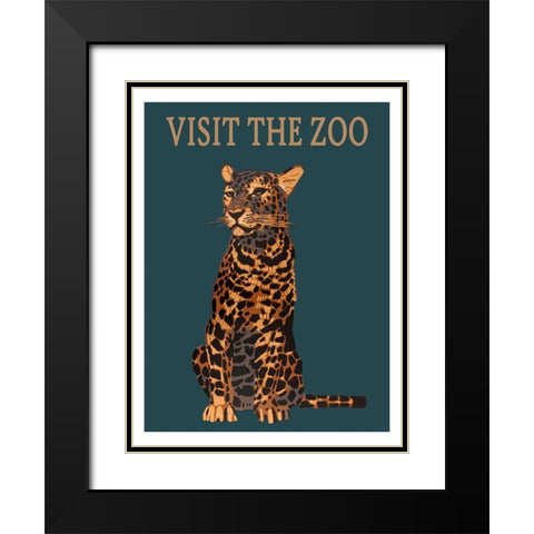 Leopard Zoo Black Modern Wood Framed Art Print with Double Matting by Vintage Travel Posters