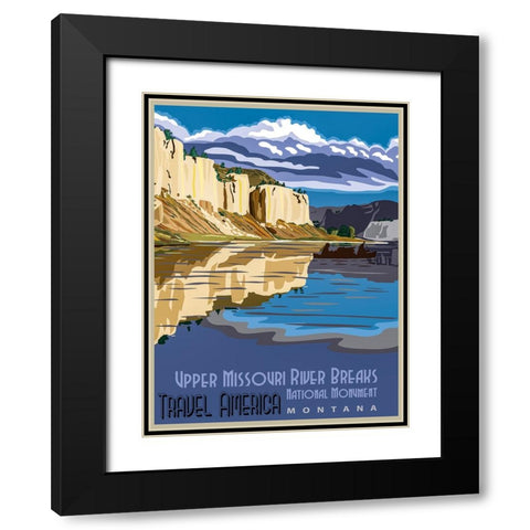 Missouri River Montana Travel Poster Black Modern Wood Framed Art Print with Double Matting by Vintage Travel Posters