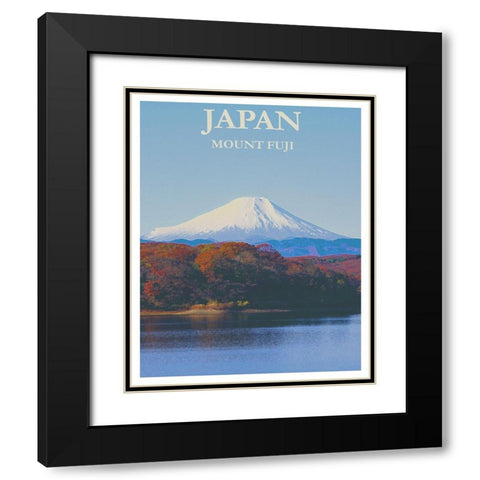 Mount Fuji Japan Poster Black Modern Wood Framed Art Print with Double Matting by Vintage Travel Posters