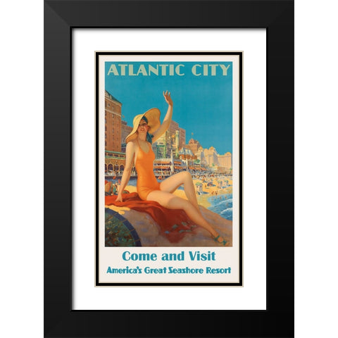 New Jersey Travel Poster Black Modern Wood Framed Art Print with Double Matting by Vintage Travel Posters