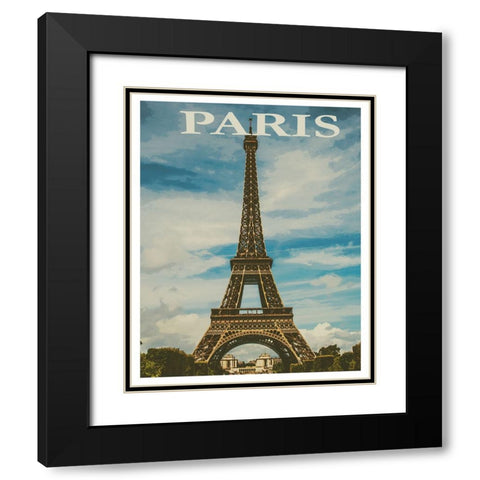 Paris France Travel Poster Black Modern Wood Framed Art Print with Double Matting by Vintage Travel Posters