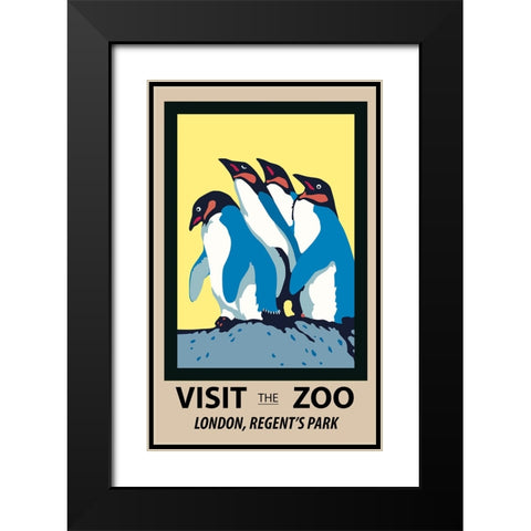 Penguins Zoo Poster Black Modern Wood Framed Art Print with Double Matting by Vintage Travel Posters