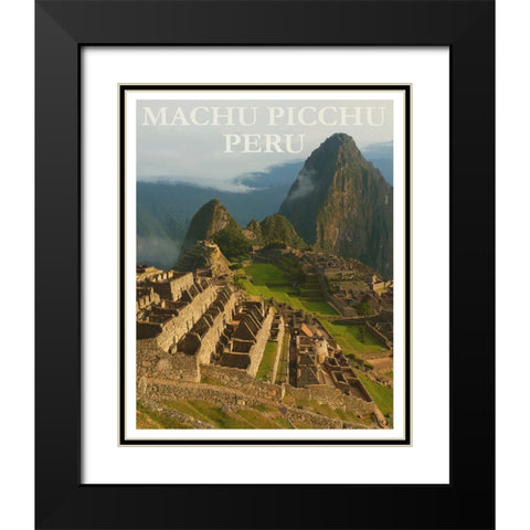 Machu Picchu Peru Travel Poster Black Modern Wood Framed Art Print with Double Matting by Vintage Travel Posters