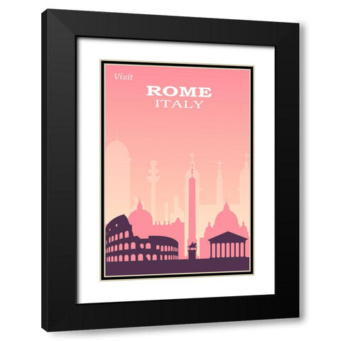 Rome Travel Poster Black Modern Wood Framed Art Print with Double Matting by Vintage Travel Posters