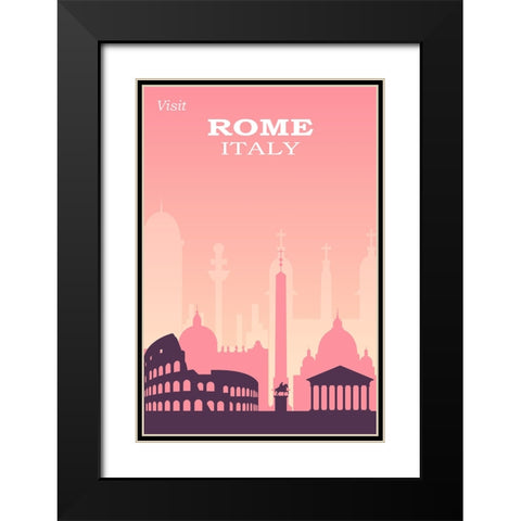 Rome Travel Poster Black Modern Wood Framed Art Print with Double Matting by Vintage Travel Posters