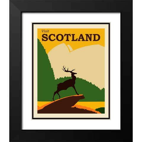 Scotland Travel Poster Black Modern Wood Framed Art Print with Double Matting by Vintage Travel Posters