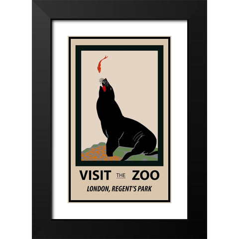 Sea Lion Zoo Black Modern Wood Framed Art Print with Double Matting by Vintage Travel Posters