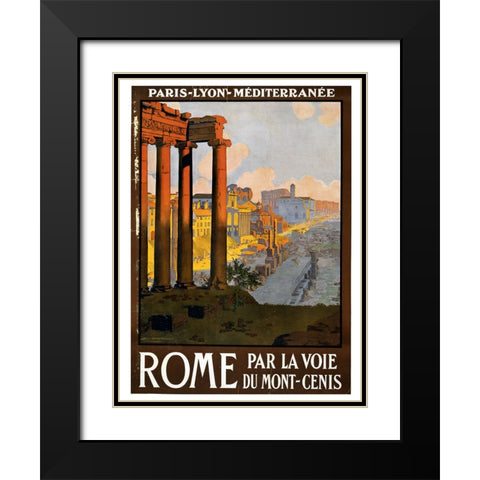 Travel Poster Rome Black Modern Wood Framed Art Print with Double Matting by Vintage Travel Posters
