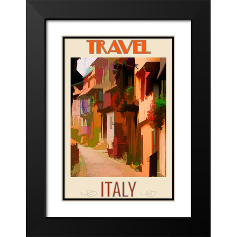 Italy Travel Poster Black Modern Wood Framed Art Print with Double Matting by Vintage Travel Posters