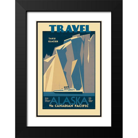 Alaska Vintage Travel Poster Black Modern Wood Framed Art Print with Double Matting by Vintage Travel Posters