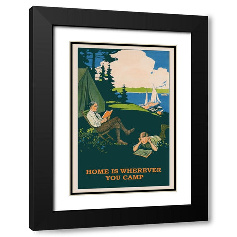 Vintage Camping Poster Black Modern Wood Framed Art Print with Double Matting by Vintage Travel Posters