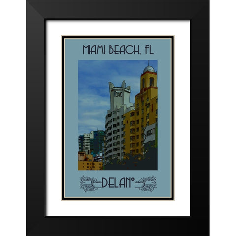 Vintage Miami Poster Black Modern Wood Framed Art Print with Double Matting by Vintage Travel Posters