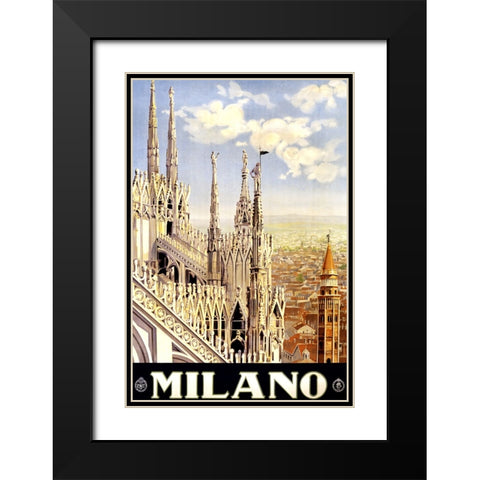 Vintage Milano Poster Black Modern Wood Framed Art Print with Double Matting by Vintage Travel Posters