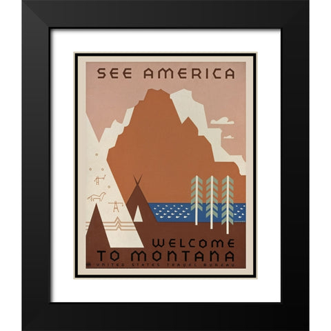 Vintage Montana Black Modern Wood Framed Art Print with Double Matting by Vintage Travel Posters