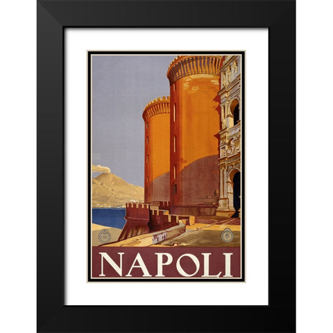 Vintage Napoli Poster Black Modern Wood Framed Art Print with Double Matting by Vintage Travel Posters