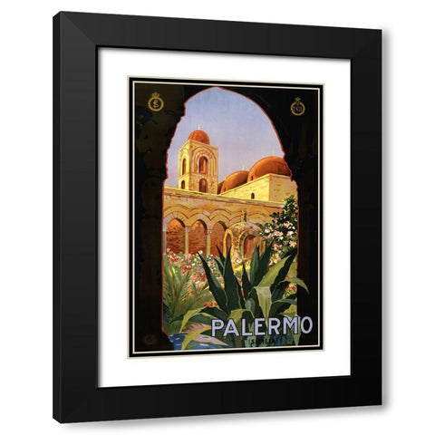 Vintage Palermo Poster Black Modern Wood Framed Art Print with Double Matting by Vintage Travel Posters