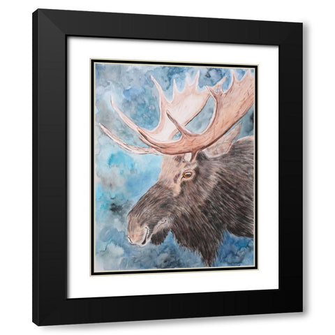Moose Memories Black Modern Wood Framed Art Print with Double Matting by Derr, Wynn