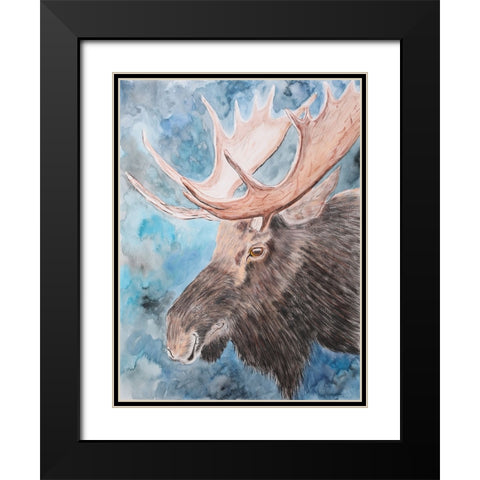 Moose Memories Black Modern Wood Framed Art Print with Double Matting by Derr, Wynn