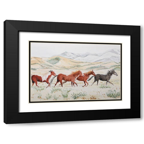Mustang Medley  Black Modern Wood Framed Art Print with Double Matting by Derr, Wynn