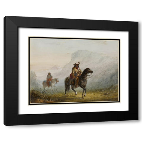 Bourgeois Black Modern Wood Framed Art Print with Double Matting by Miller, Alfred Jacob