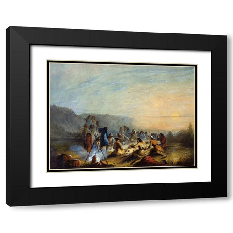 Breakfast at Sunrise Black Modern Wood Framed Art Print with Double Matting by Miller, Alfred Jacob