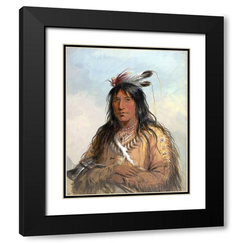 Head of Matau Tathonca, Bull Bear, an Ogillalah Black Modern Wood Framed Art Print with Double Matting by Miller, Alfred Jacob