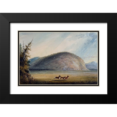 Rock of Independence Black Modern Wood Framed Art Print with Double Matting by Miller, Alfred Jacob