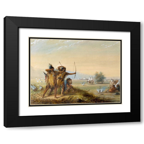 Testing Bows Black Modern Wood Framed Art Print with Double Matting by Miller, Alfred Jacob