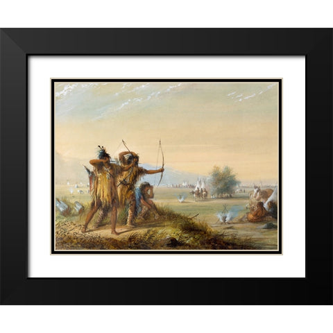 Testing Bows Black Modern Wood Framed Art Print with Double Matting by Miller, Alfred Jacob