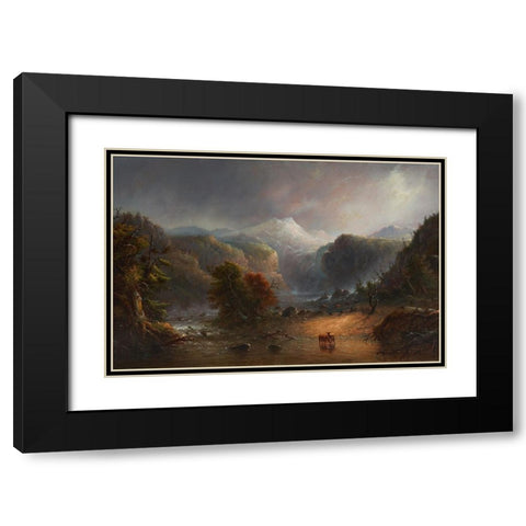Where the Clouds Love to Rest Black Modern Wood Framed Art Print with Double Matting by Miller, Alfred Jacob