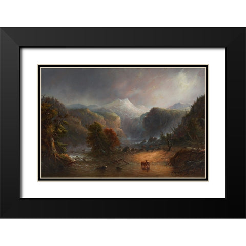 Where the Clouds Love to Rest Black Modern Wood Framed Art Print with Double Matting by Miller, Alfred Jacob