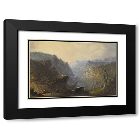 Wild Scenery Black Modern Wood Framed Art Print with Double Matting by Miller, Alfred Jacob