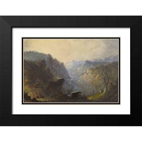 Wild Scenery Black Modern Wood Framed Art Print with Double Matting by Miller, Alfred Jacob