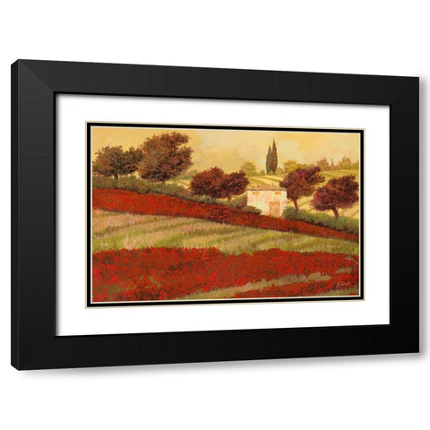 Papaveri Toscana I Black Modern Wood Framed Art Print with Double Matting by Borelli, Guido
