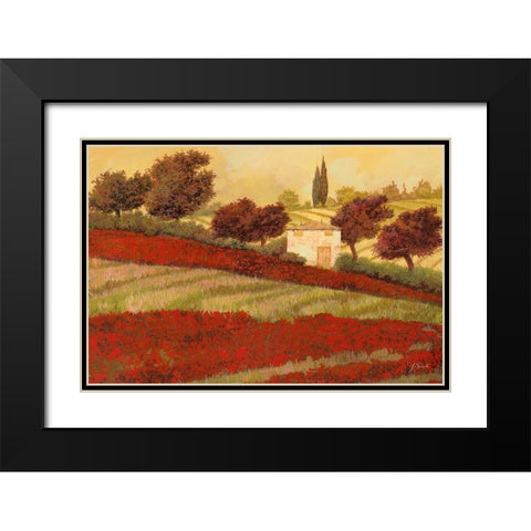 Papaveri Toscana I Black Modern Wood Framed Art Print with Double Matting by Borelli, Guido