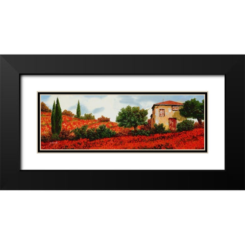 I Papaveri Sulle Colline Black Modern Wood Framed Art Print with Double Matting by Borelli, Guido