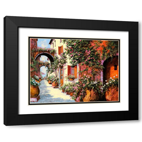 Porta Rossa e Archi Black Modern Wood Framed Art Print with Double Matting by Borelli, Guido