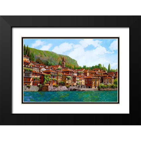 Bellano Sul Lago Di Como Black Modern Wood Framed Art Print with Double Matting by Borelli, Guido
